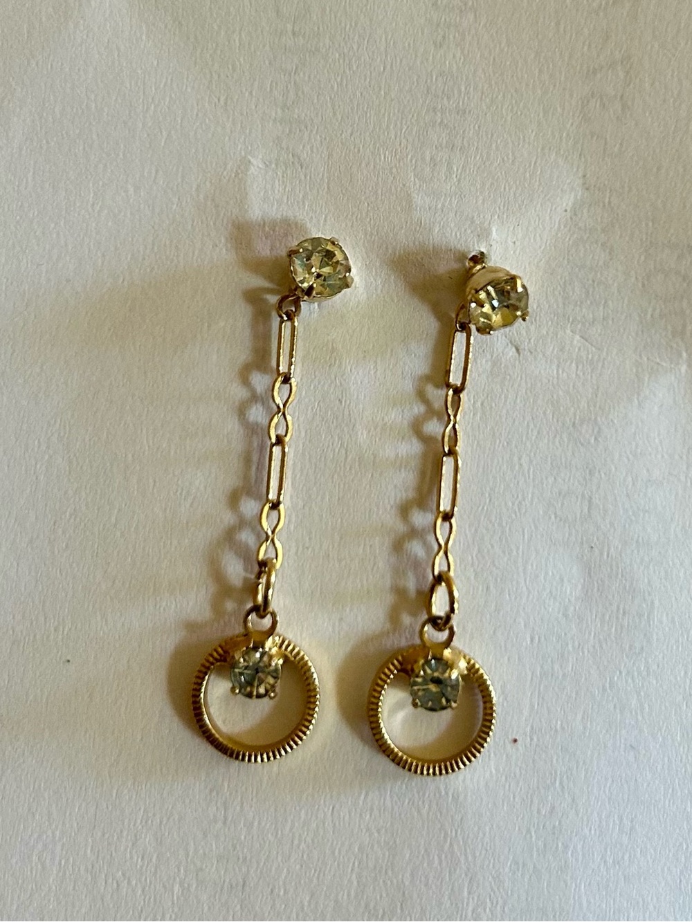 Gold “2 for 1” earrings-crystal posts and drop earrings combined